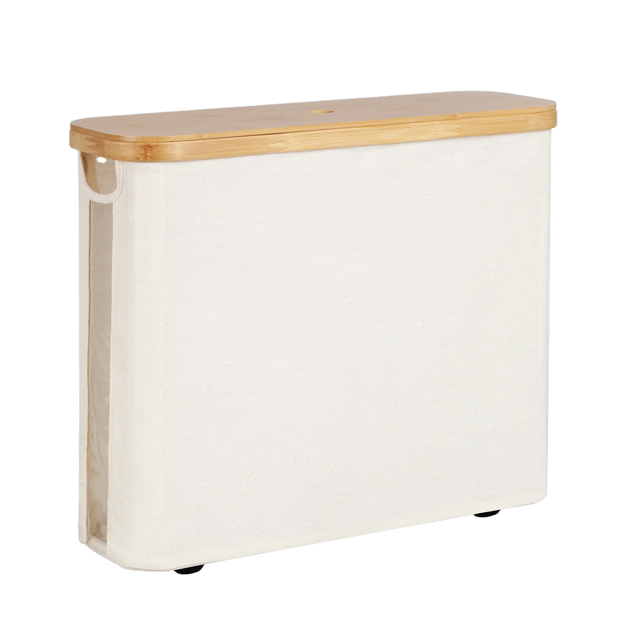 Toilet Paper organizer with Bamboo Rim Lid